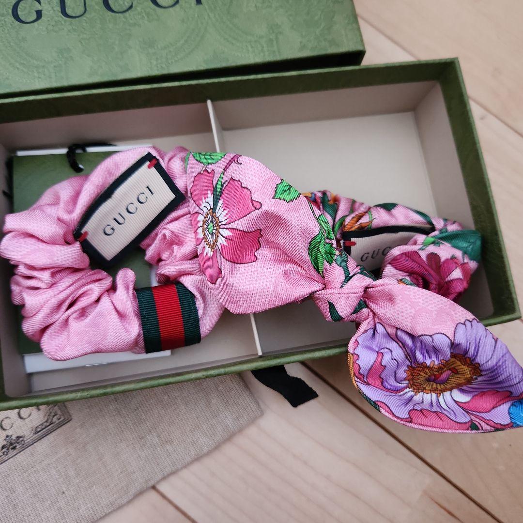 GUCCI 花柄 シルク ヘアゴム