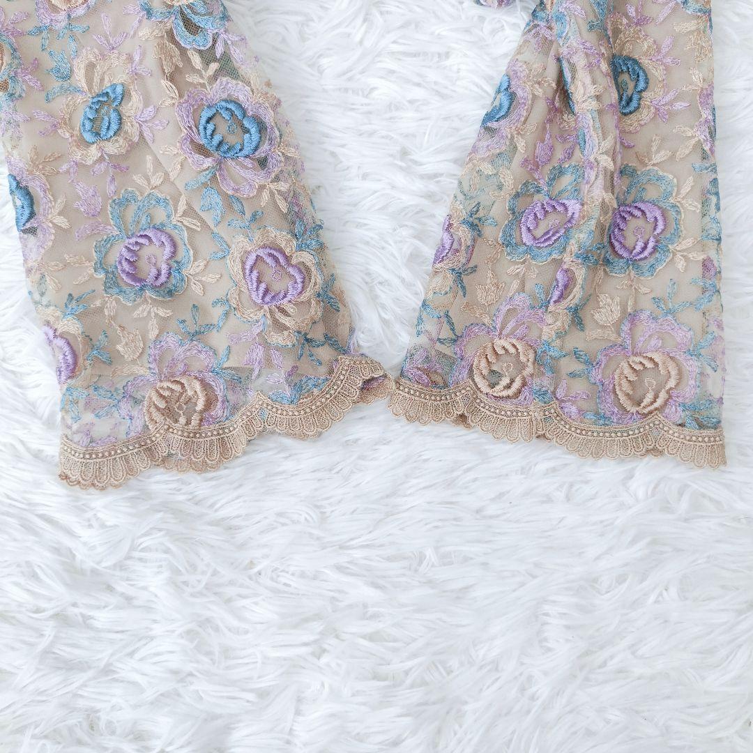 グレースコンチネンタル　ロングカーディガン　花柄　刺繍　シアー　タッセル　36 グレースコンチネンタル ロングカーディガン 花柄 刺繍 シアー