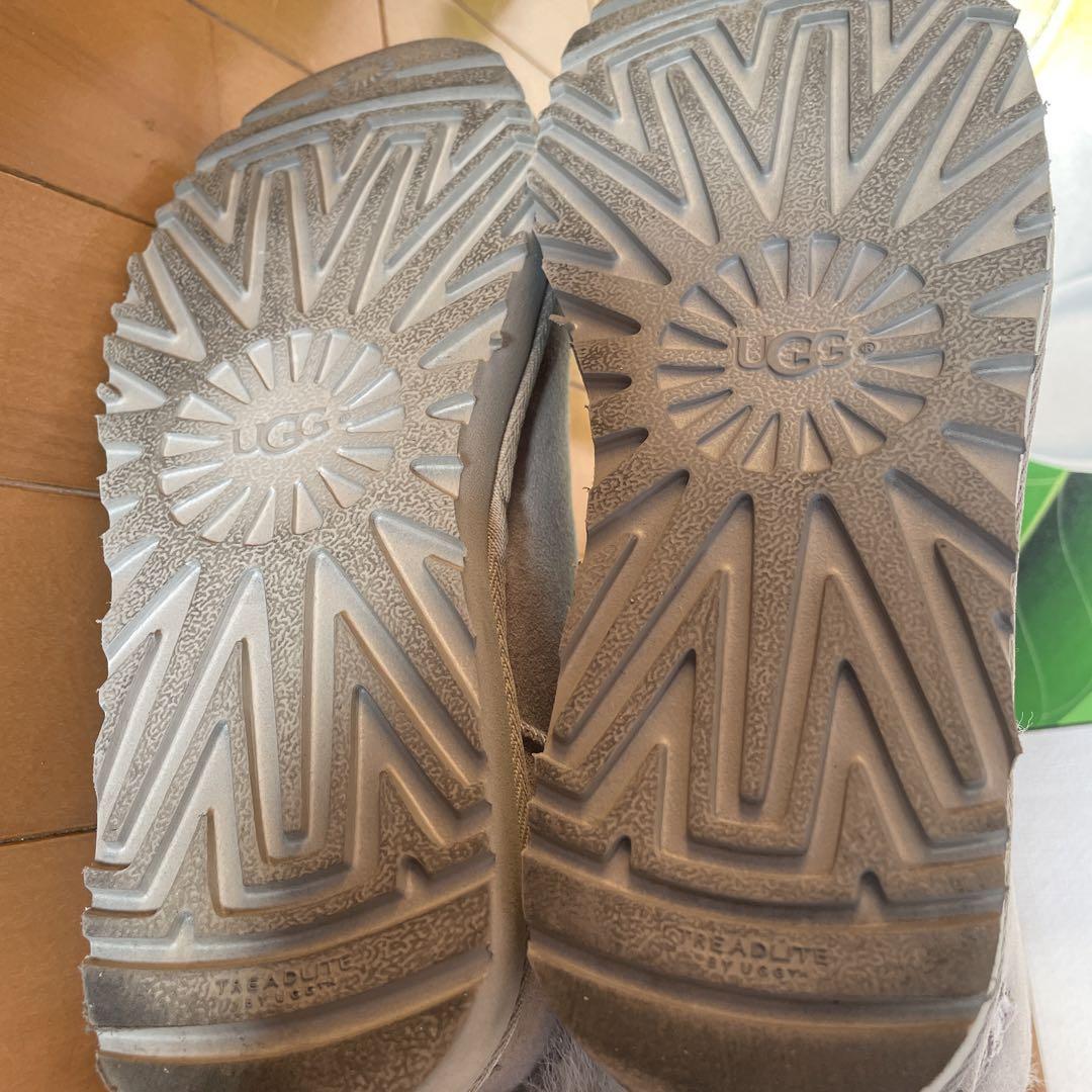 24cm UGG グレー ムートンブーツ ファー付き ベージュ