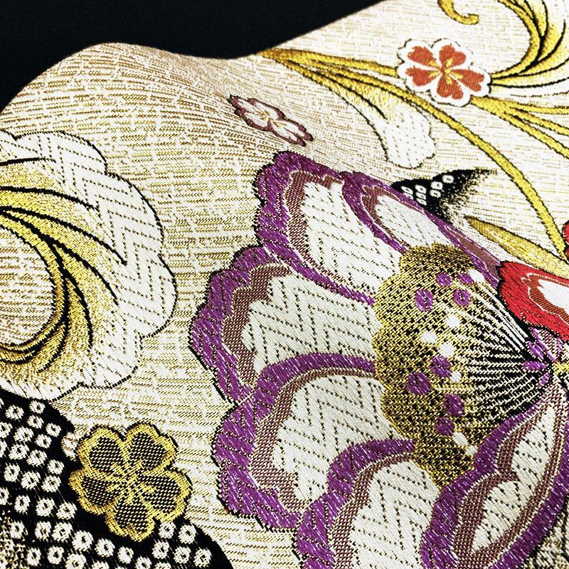403y11◆大輪の花 ラメ袋帯 六通◆美品 成人式 結婚式 403y11◇大輪の花 ラメ袋帯 六通◇美品 成人式 結婚式