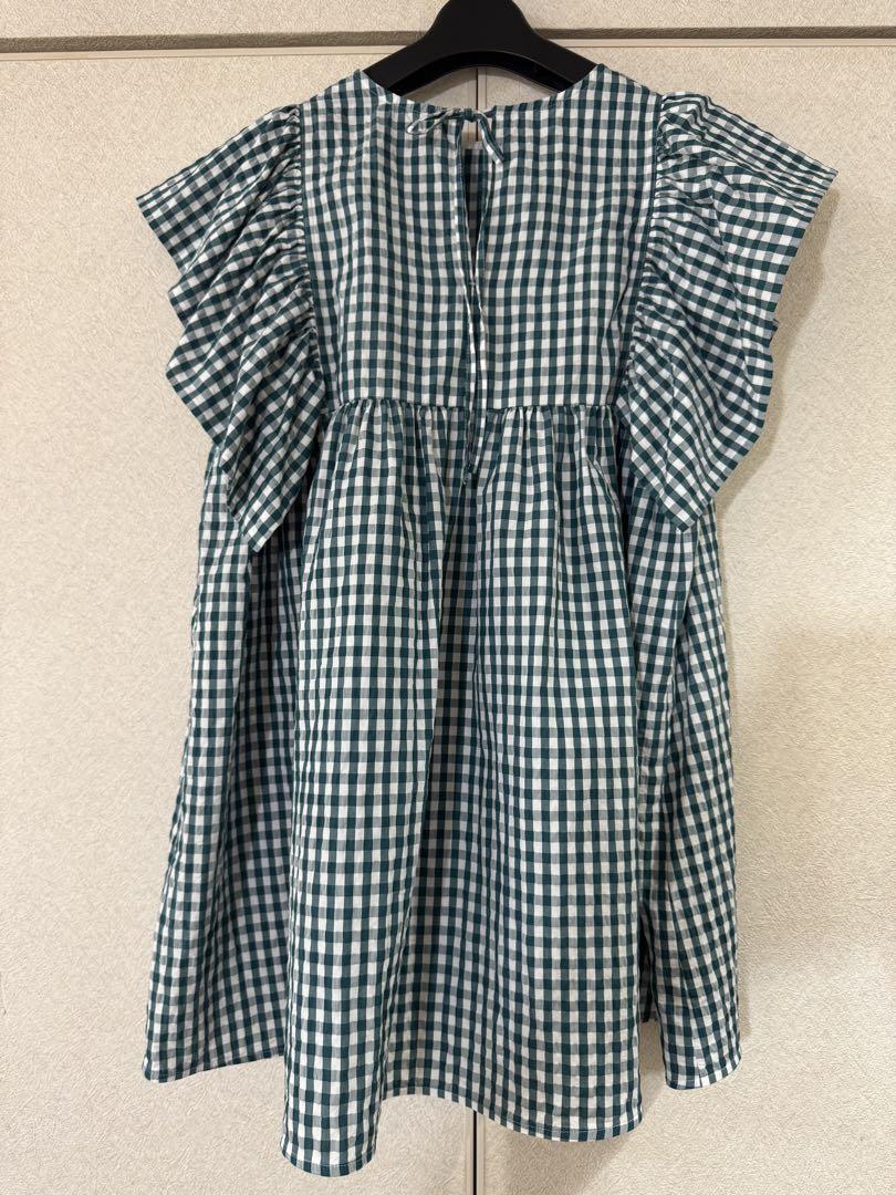 【極美品】yori ギンガムショートパフスリーブブラウス 36 yori ギンガムショートパフスリーブブラウス36