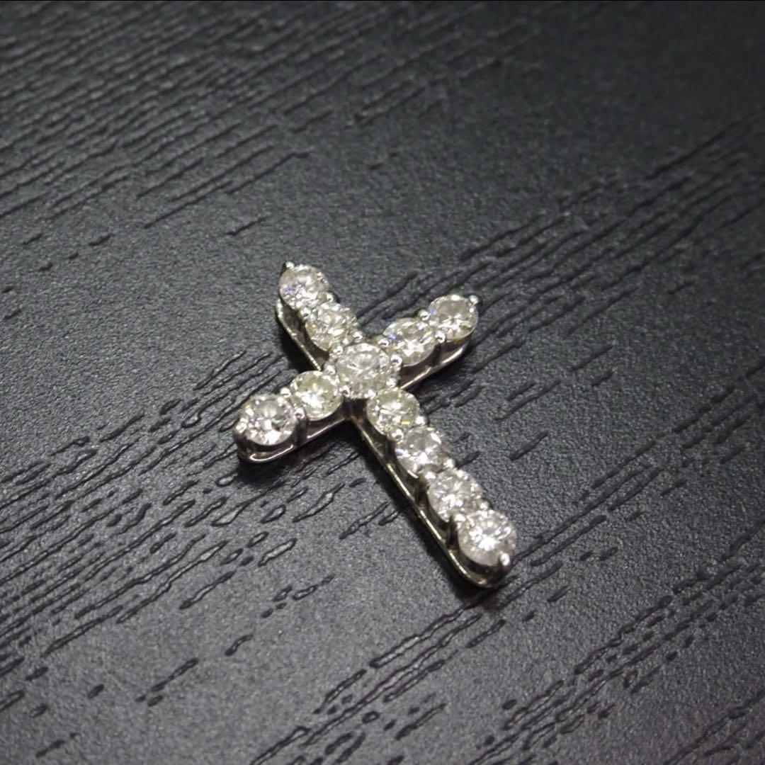 プラチナ pt900 天然ダイヤモンド0.50ct クロス ネックレストップのみ