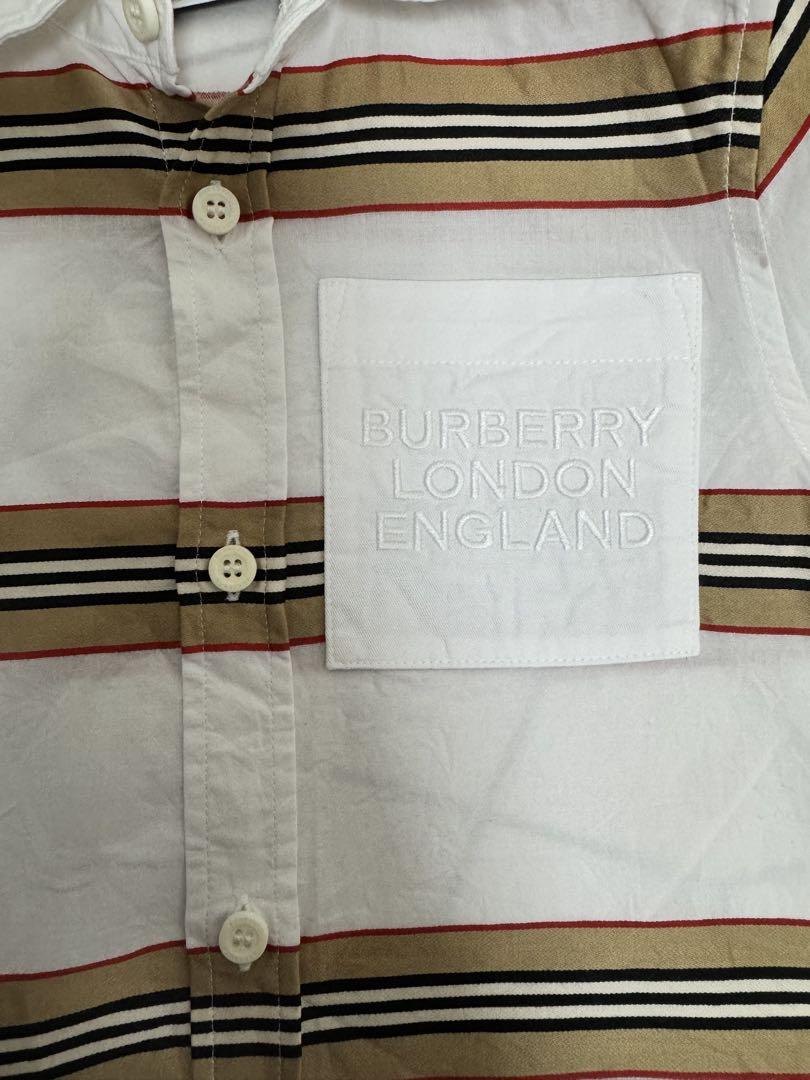 【美品】BURBERRY ストライプ 長袖シャツ 98cm 3Y チェック