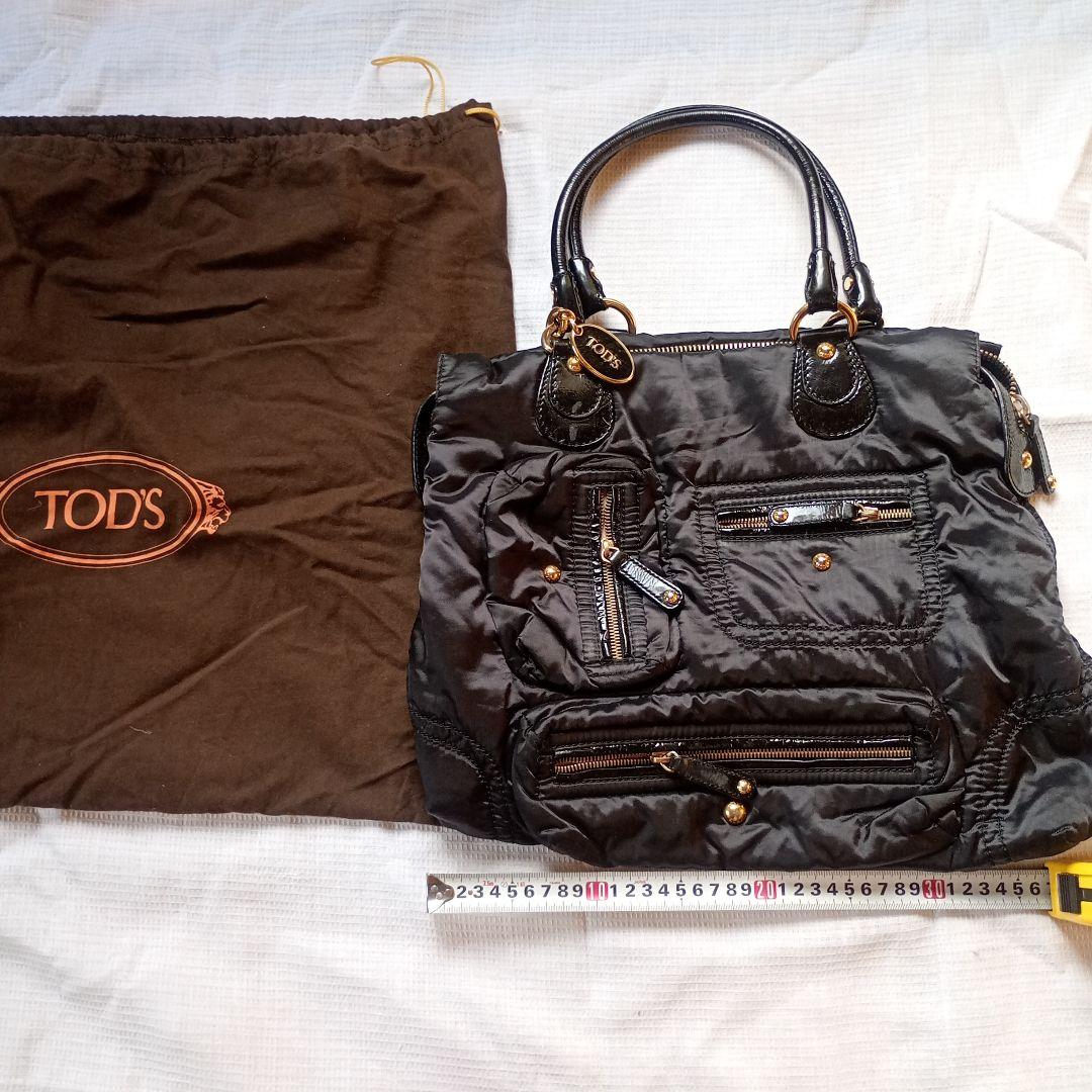 TOD'S ブラックナイロンショルダーバッグ