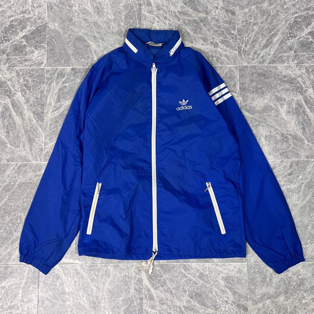 【希少 レア】 70s adidas ナイロンジャケット フランス製 ブルー デサント社製 90S 希少 adidas ナイロンジャケット ブルー M