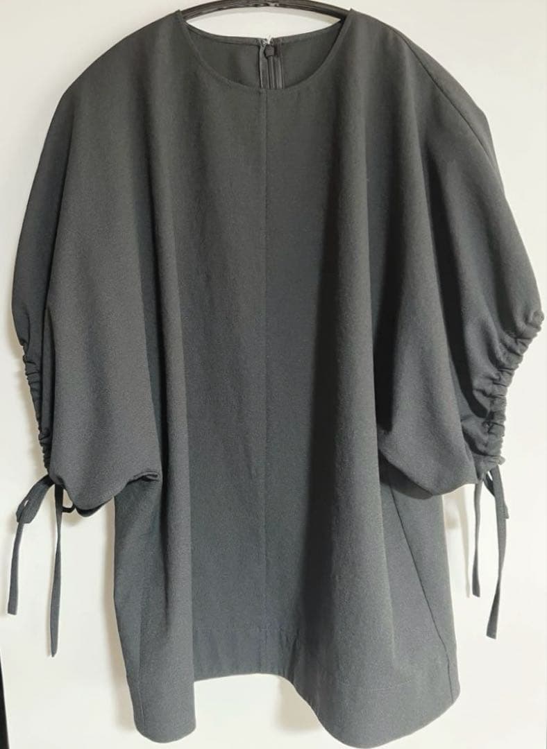 LOHEN リボンギャザーブラウス ネイビーM