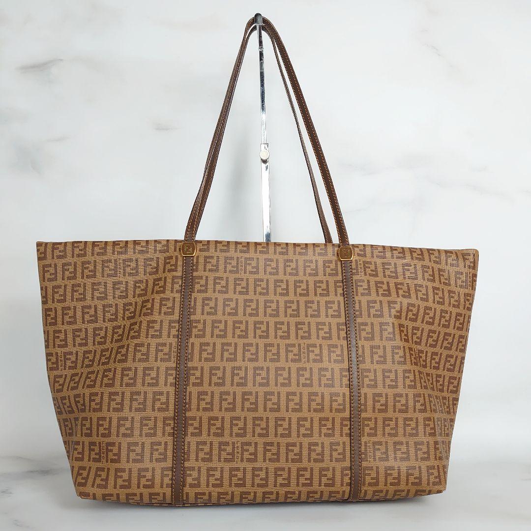 FENDI フェンディ ズッキーノ トートバッグ ブラウン キャンバス
