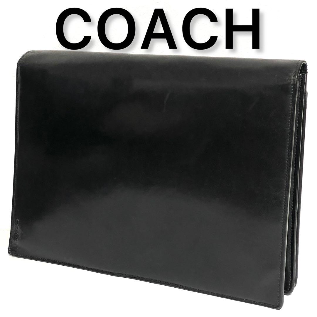 ✨A4収納✨COACH コーチ オールレザー ビジネスバッグ クラッチバッグ 黒