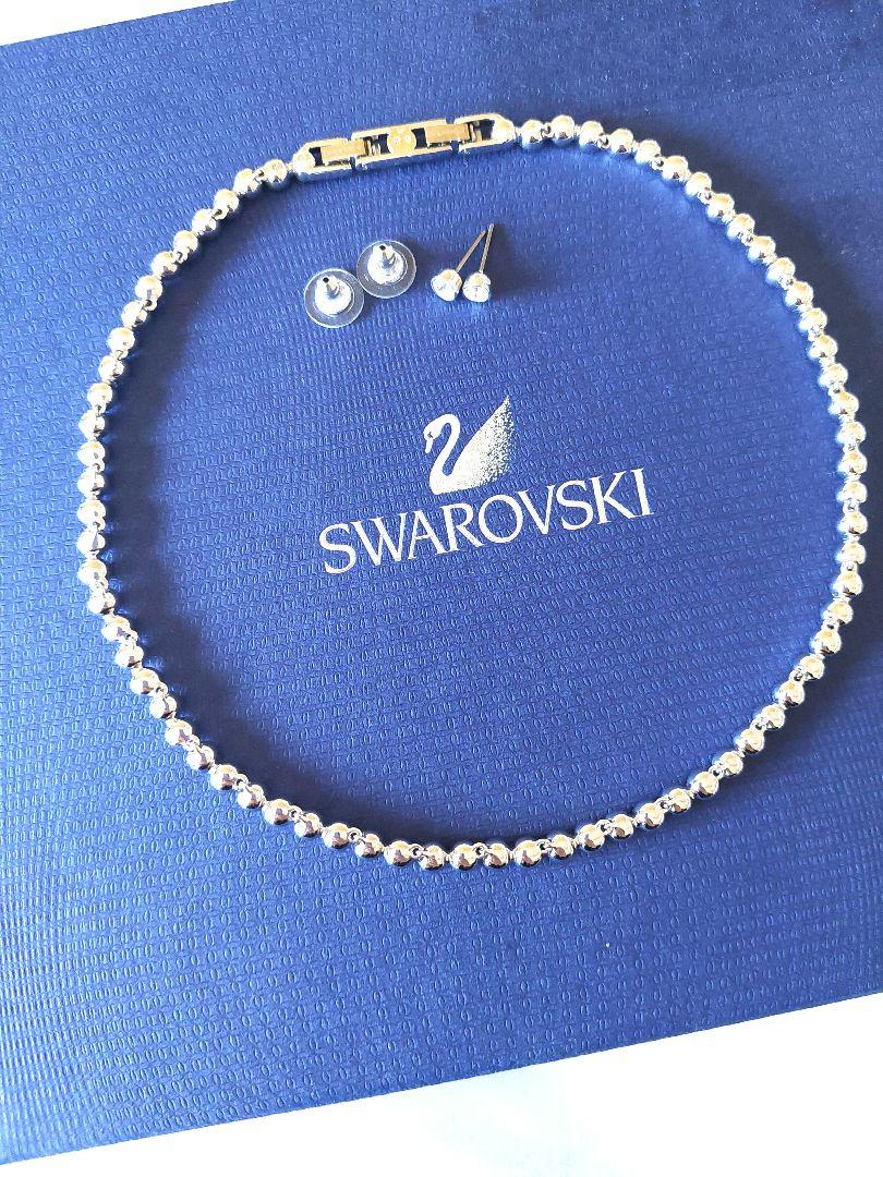 新品 SWAROVSKI Tennis ネックレス＆ピアス スワロフスキー