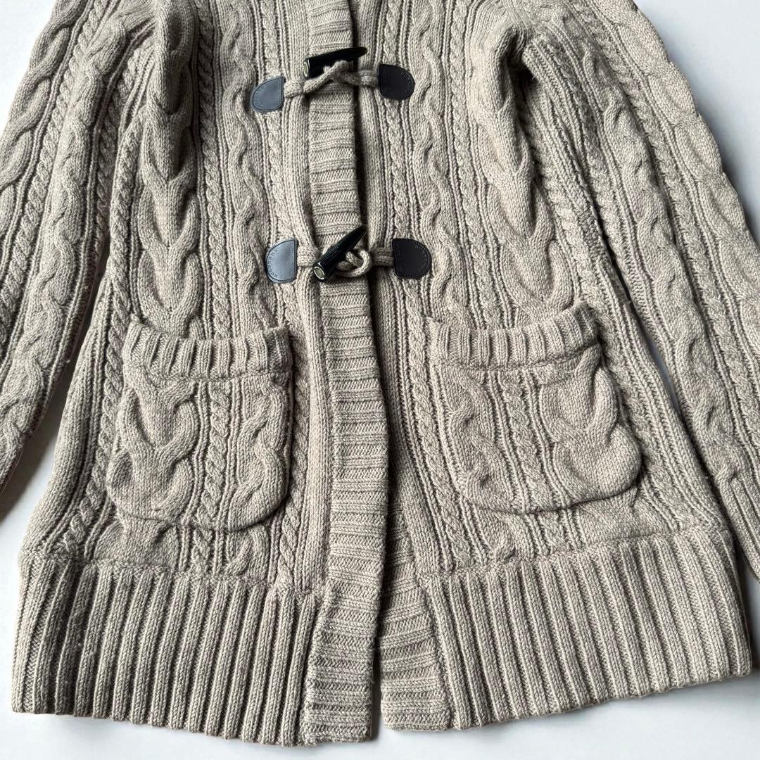 バーバリーブルーレーベル 38 ダッフル ニット コート ケーブル ファー付 バーバリーブルーレーベル 38 ダッフル ニット コート ケーブル ファー付