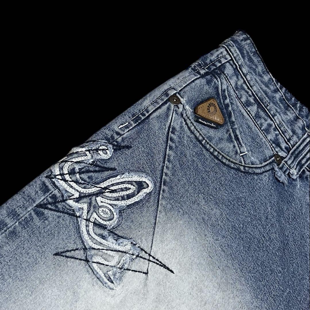 00s AKADEMIKS Denim Baggy Shorts ダメージ 36