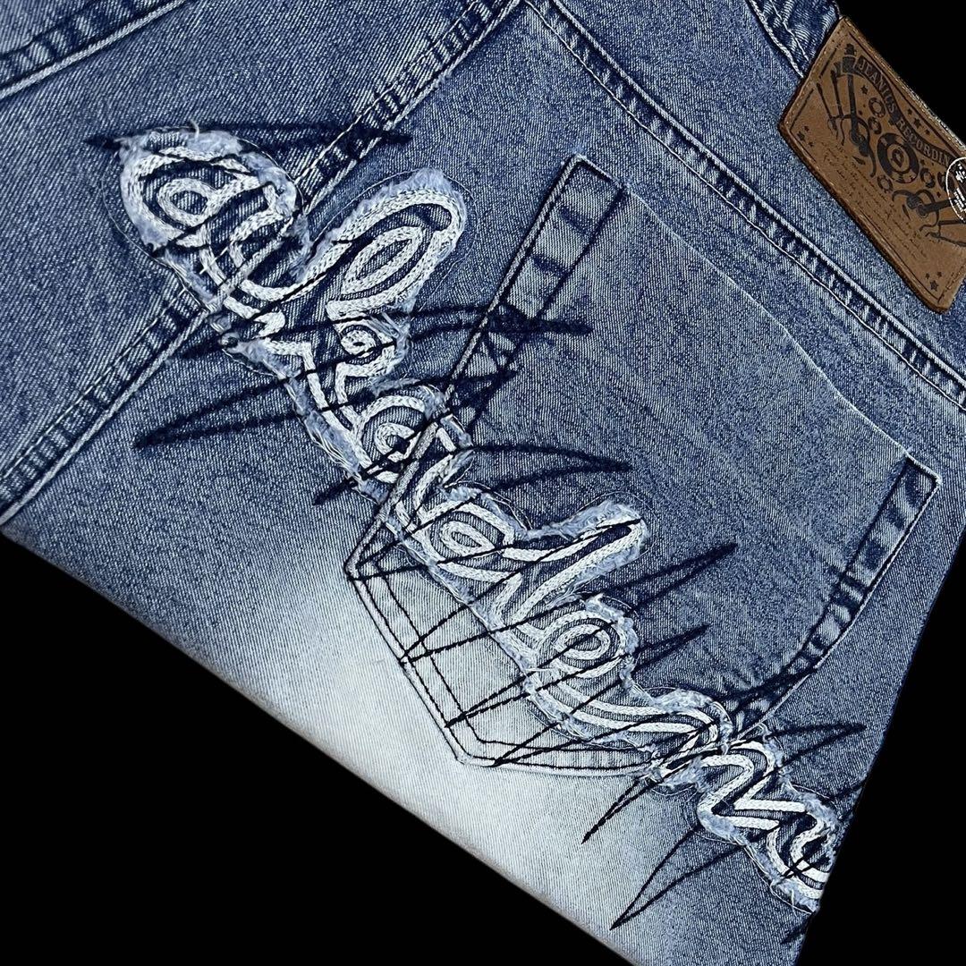 00s AKADEMIKS Denim Baggy Shorts ダメージ 36
