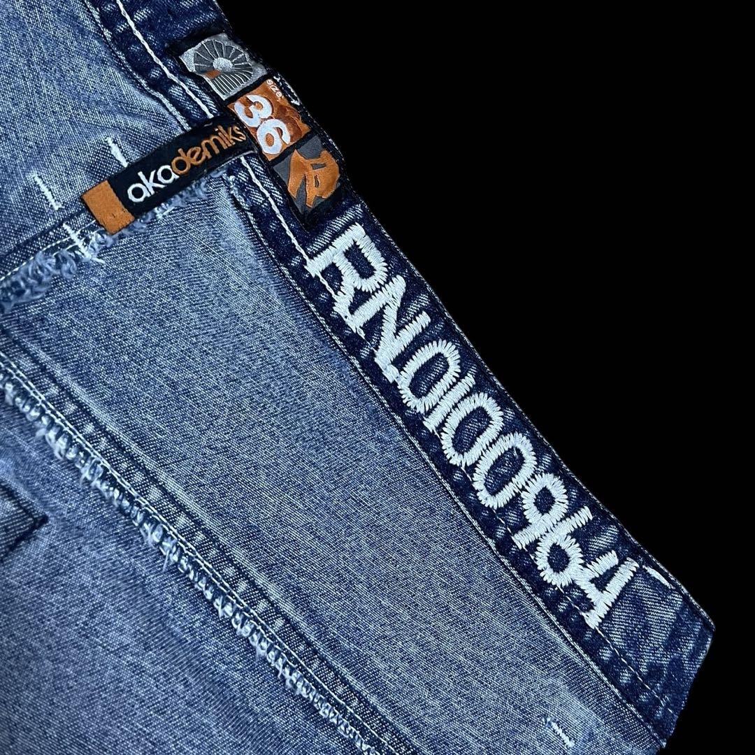 00s AKADEMIKS Denim Baggy Shorts ダメージ 36