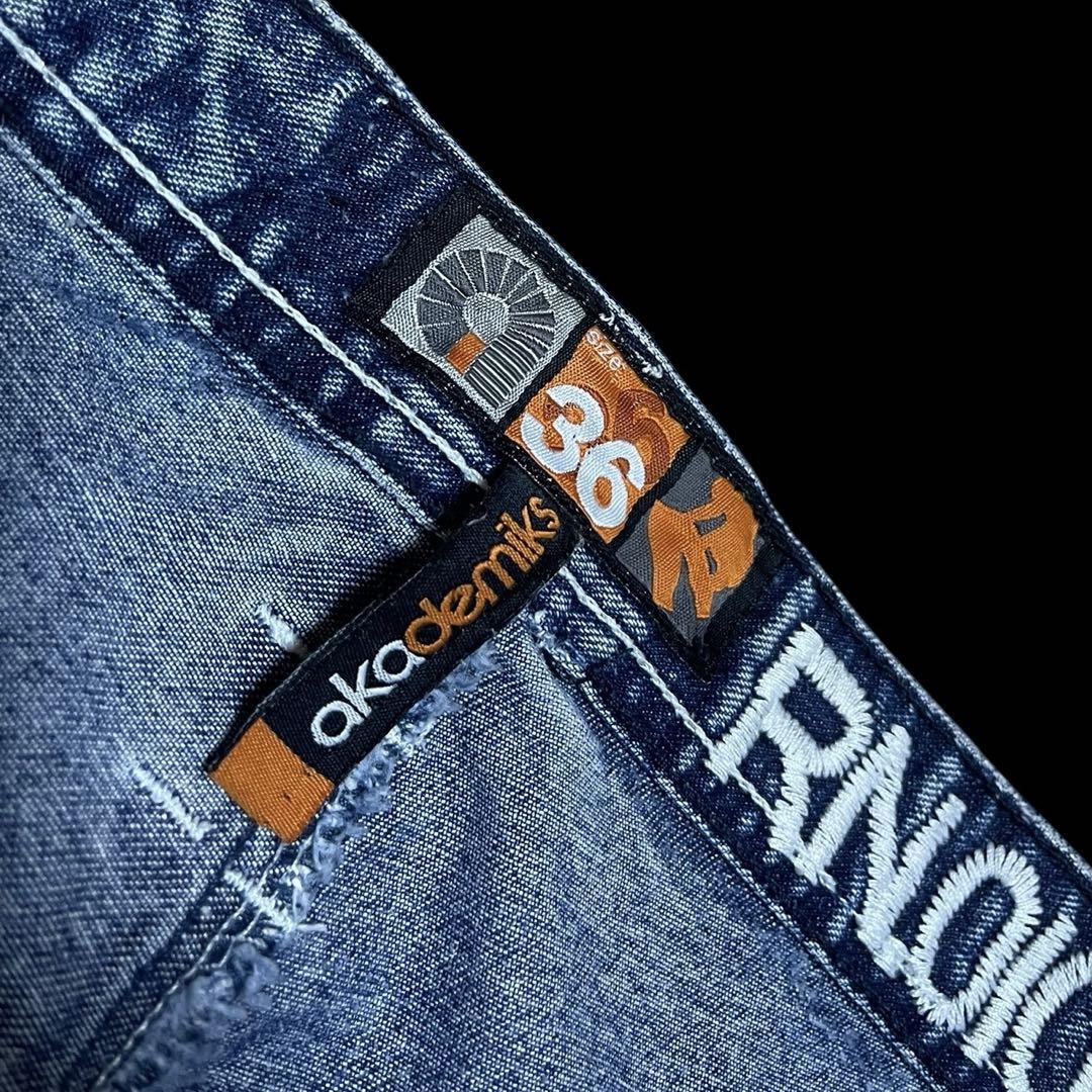 00s AKADEMIKS Denim Baggy Shorts ダメージ 36