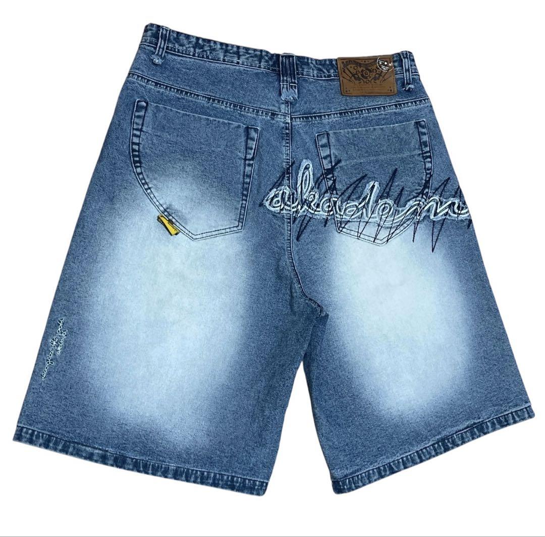 00s AKADEMIKS Denim Baggy Shorts ダメージ 36
