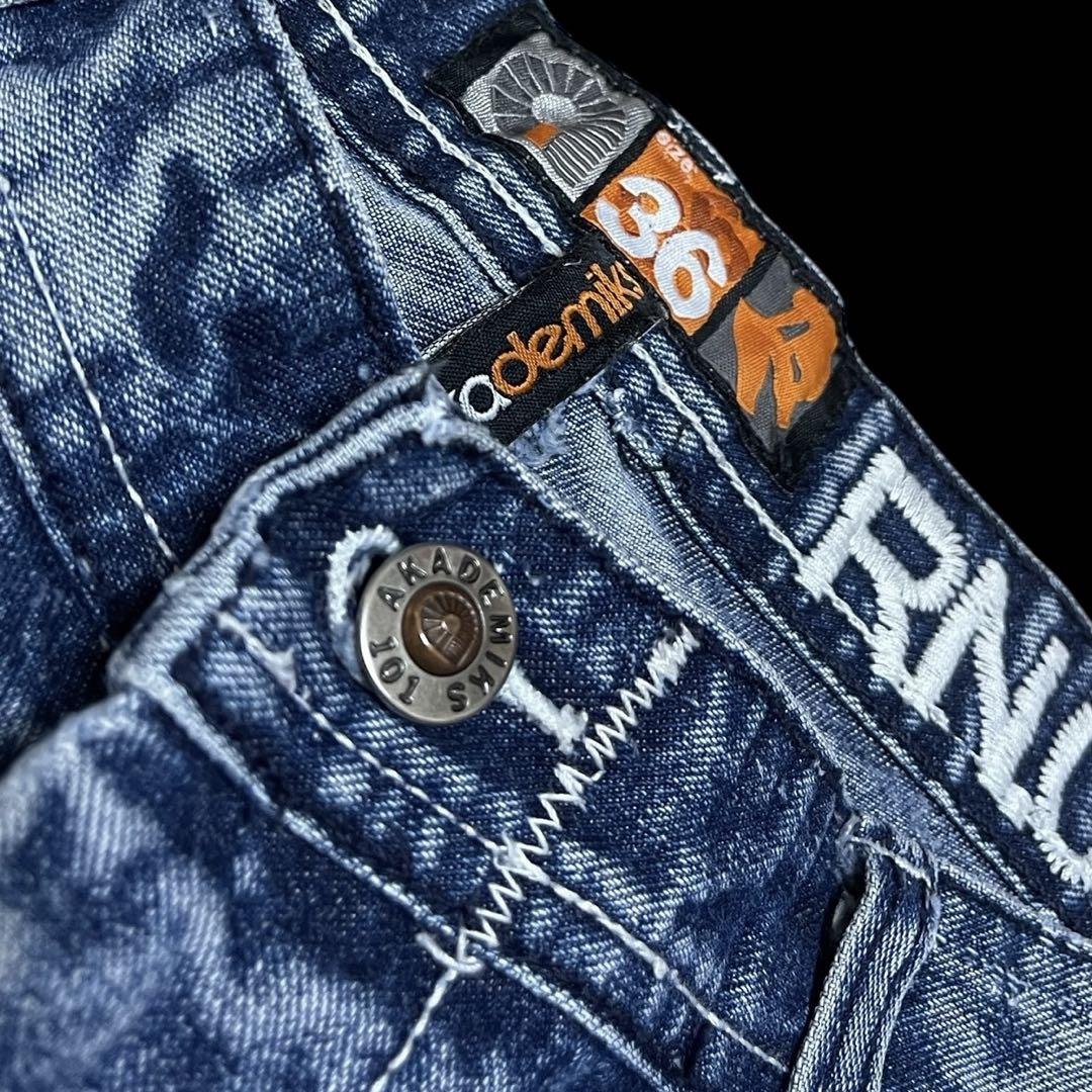 00s AKADEMIKS Denim Baggy Shorts ダメージ 36