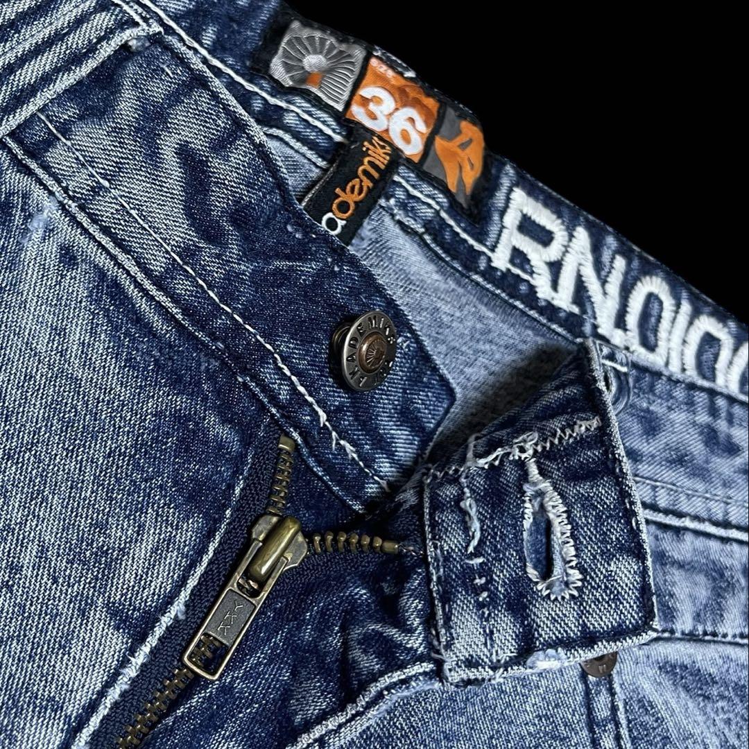 00s AKADEMIKS Denim Baggy Shorts ダメージ 36