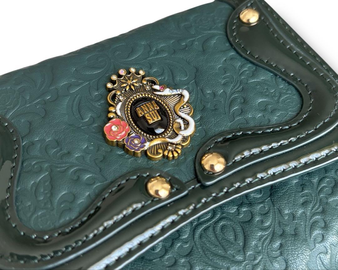 ANNA SUI】美品 アナスイ セルパン 蛇 三つ折り がま口 財布