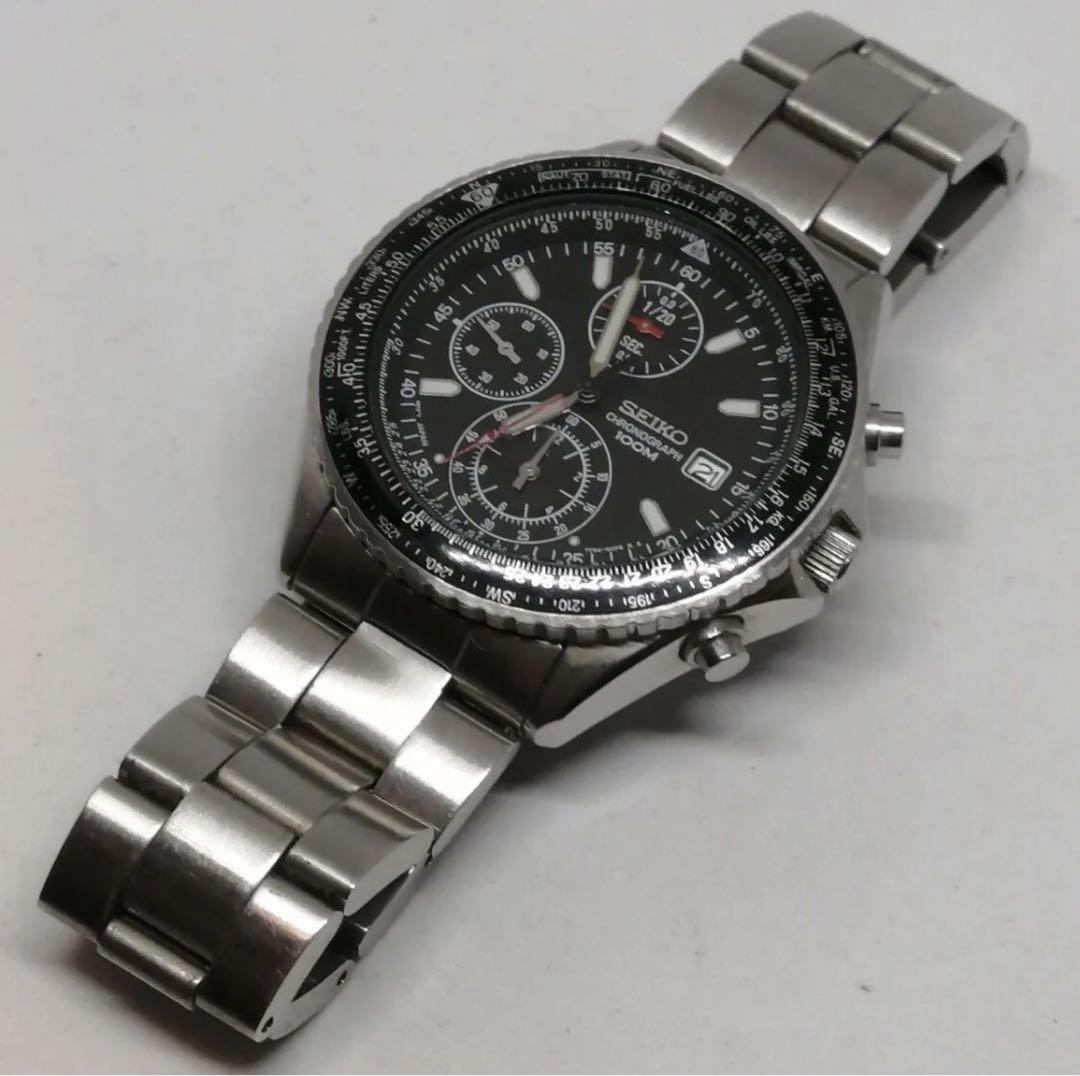 【美品】SEIKO/セイコー 7T92-0CF0 クロノグラフ/ブラック文字盤