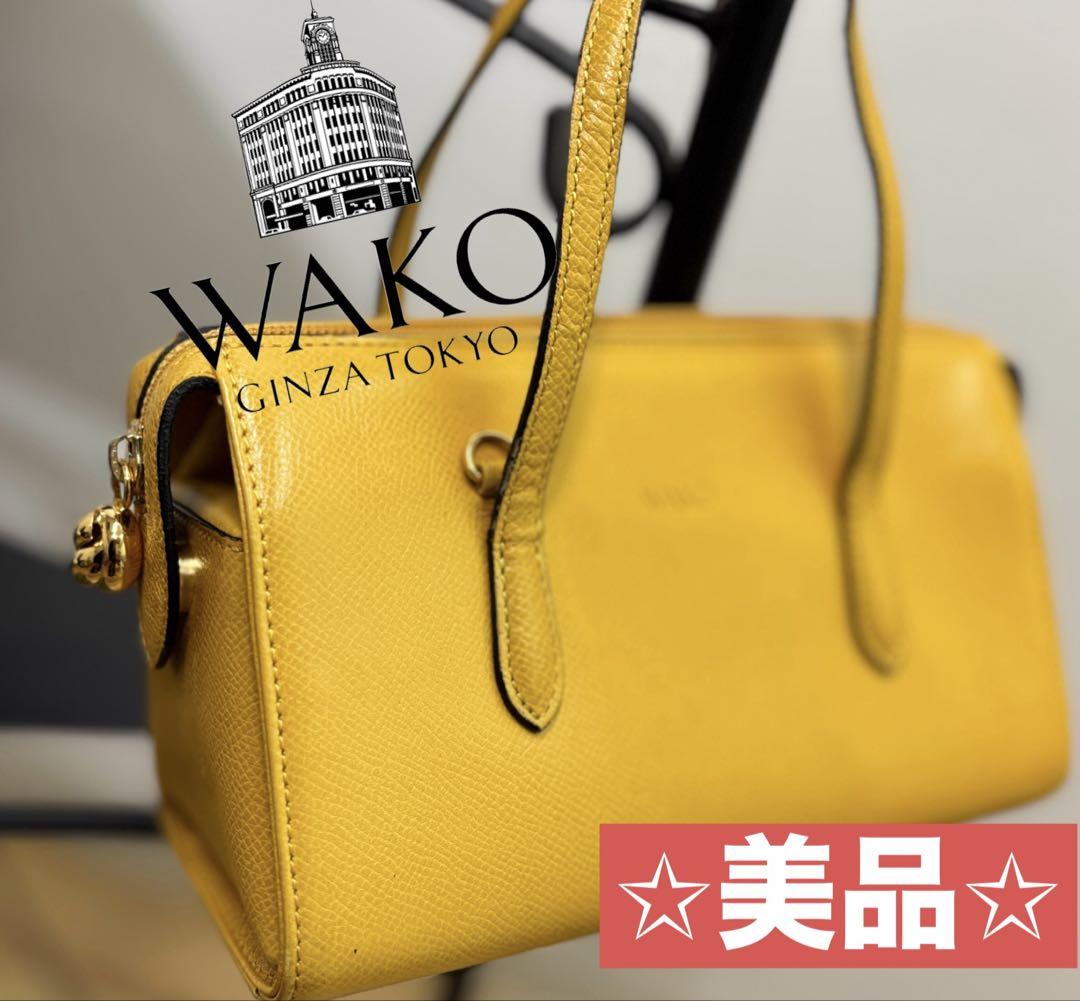 ✩︎美品✩︎WAKO イエローレザーハンドバッグ ミニバッグ
