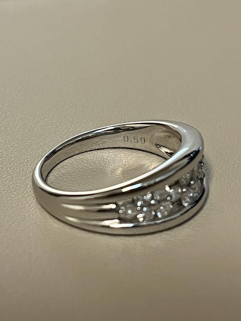 美品 pt900 プラチナ ダイヤモンド 0.5ct リング 11号 6.8g