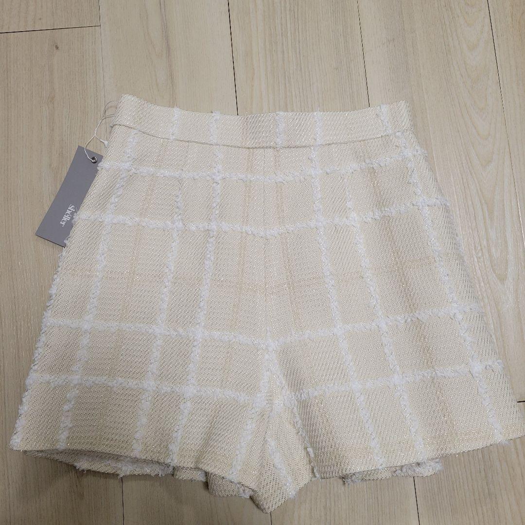 sheller シェリエ グリッターチェックタックキュロット