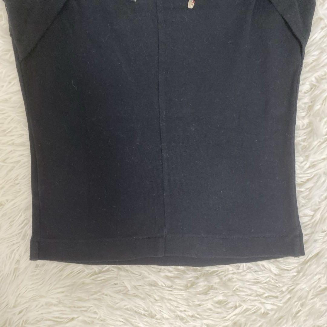 バーバリーブルーレーベル　ノースリーブ　Tシャツ　黒　刺繍　ロゴ　ノバチェック バーバリーブルーレーベル ノースリーブ カットソー ニット ノバ