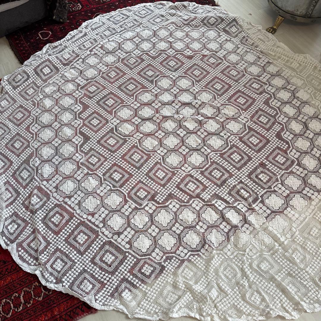 フランス アンティーク レース テーブルクロス目立った傷や汚れなし
