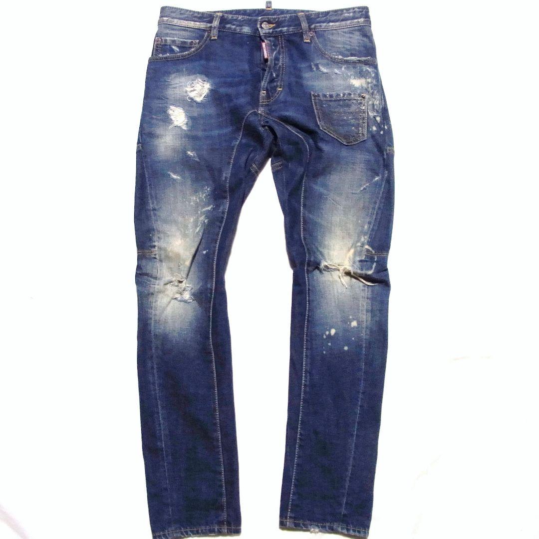 DSQUARED2 ダメージ加工 デニムジャケット ☆DSQUARED2/ディースクエアード 19AW ペイント/ダメージ加工
