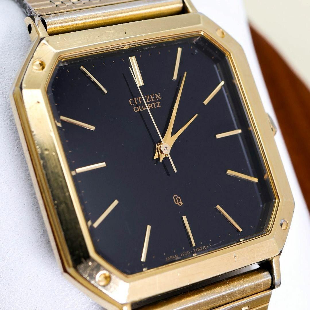 稼働 CITIZEN CQ 腕時計 ブラック フリーアジャスト 新品電池1797