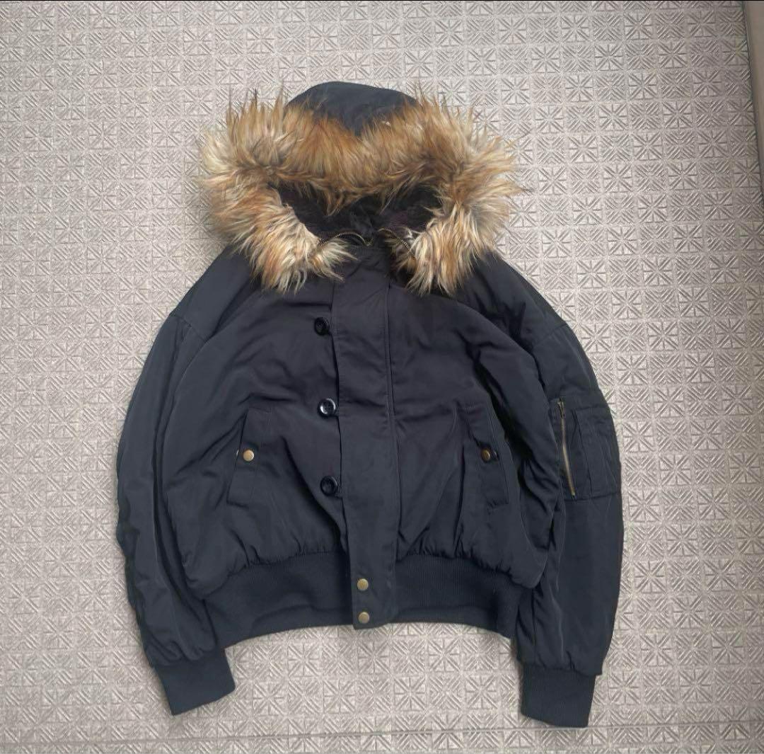 Y2K N2B OPIUM 短丈 フライト ボンバー ジャケット ファーフード