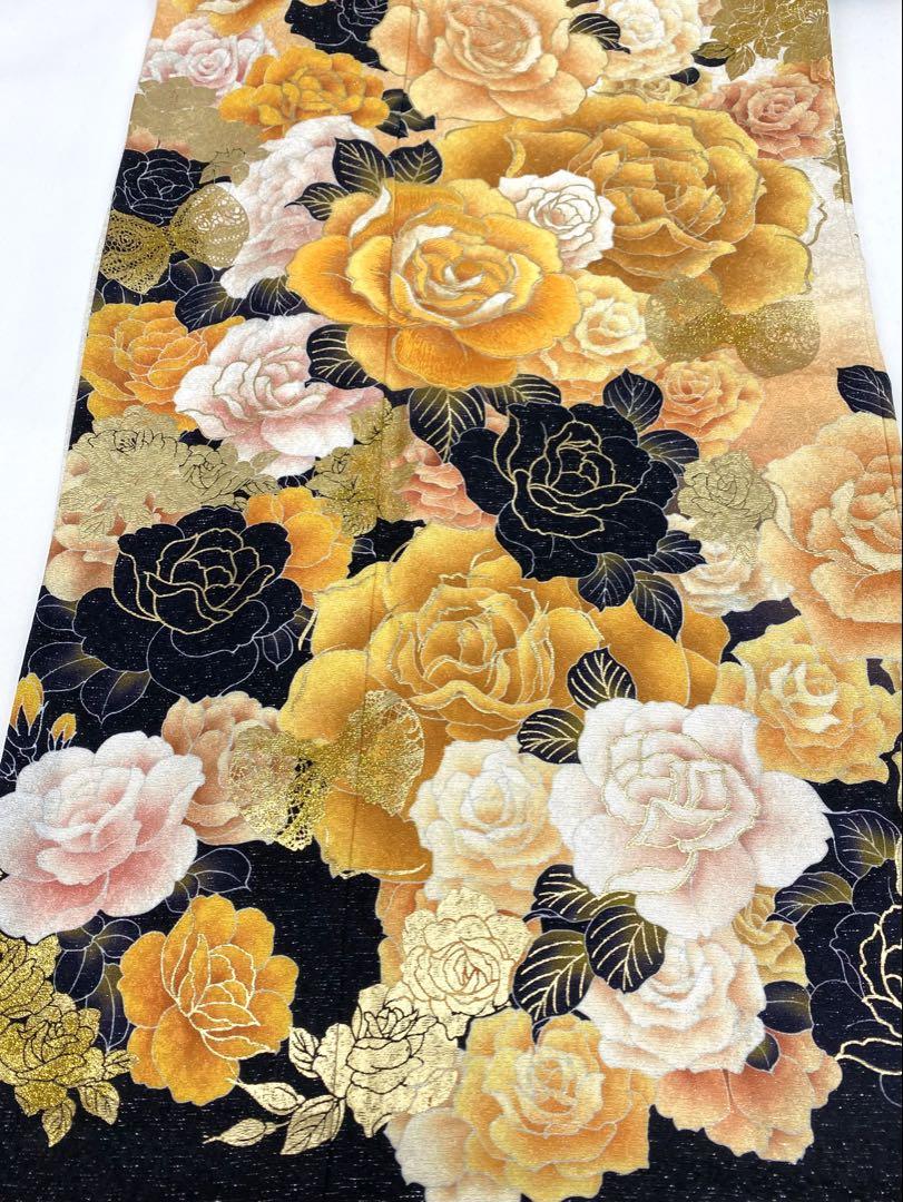 振袖 豪華 刺繍 銀通し 金彩 薔薇尽くし 身丈172cm パールトーン加工済