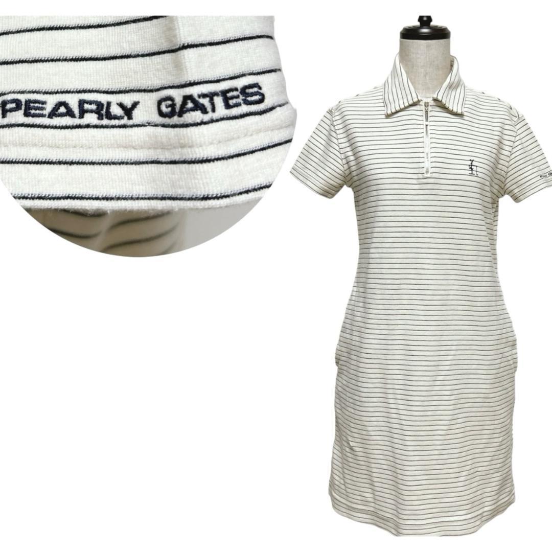 PEARLY GATES ハーフジップ 半袖ポロシャツワンピース ボーダー