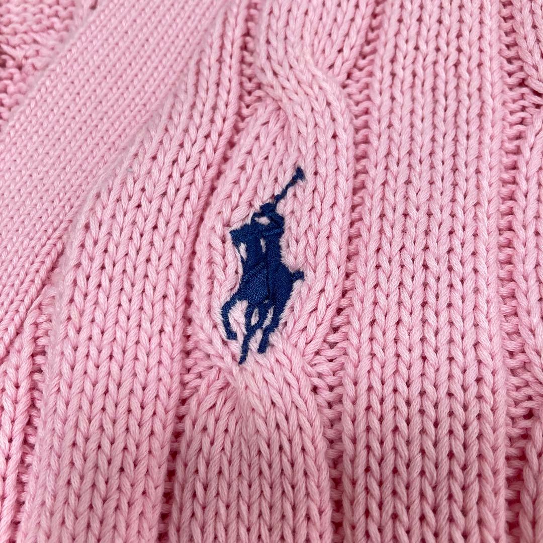 現行 ポロラルフローレン ピマコットン ケーブルニット カーディガン M