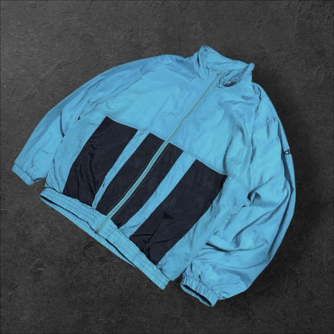 adidas アディダス 90s ナイロンジャケット ティファニーブルー 古着