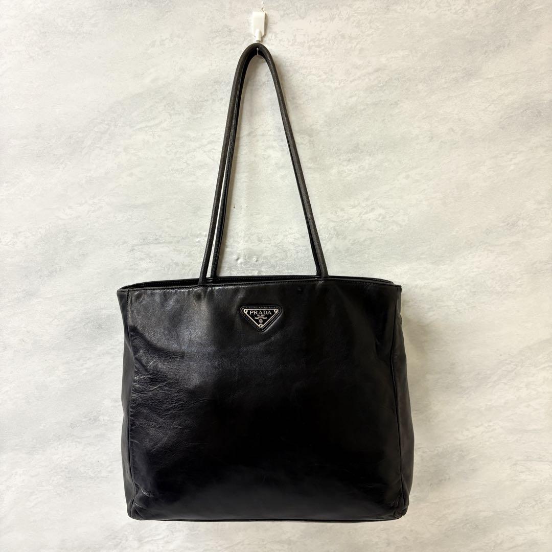 PRADA プラダ ナッパレザー 三角ロゴ トートバッグ ブラック