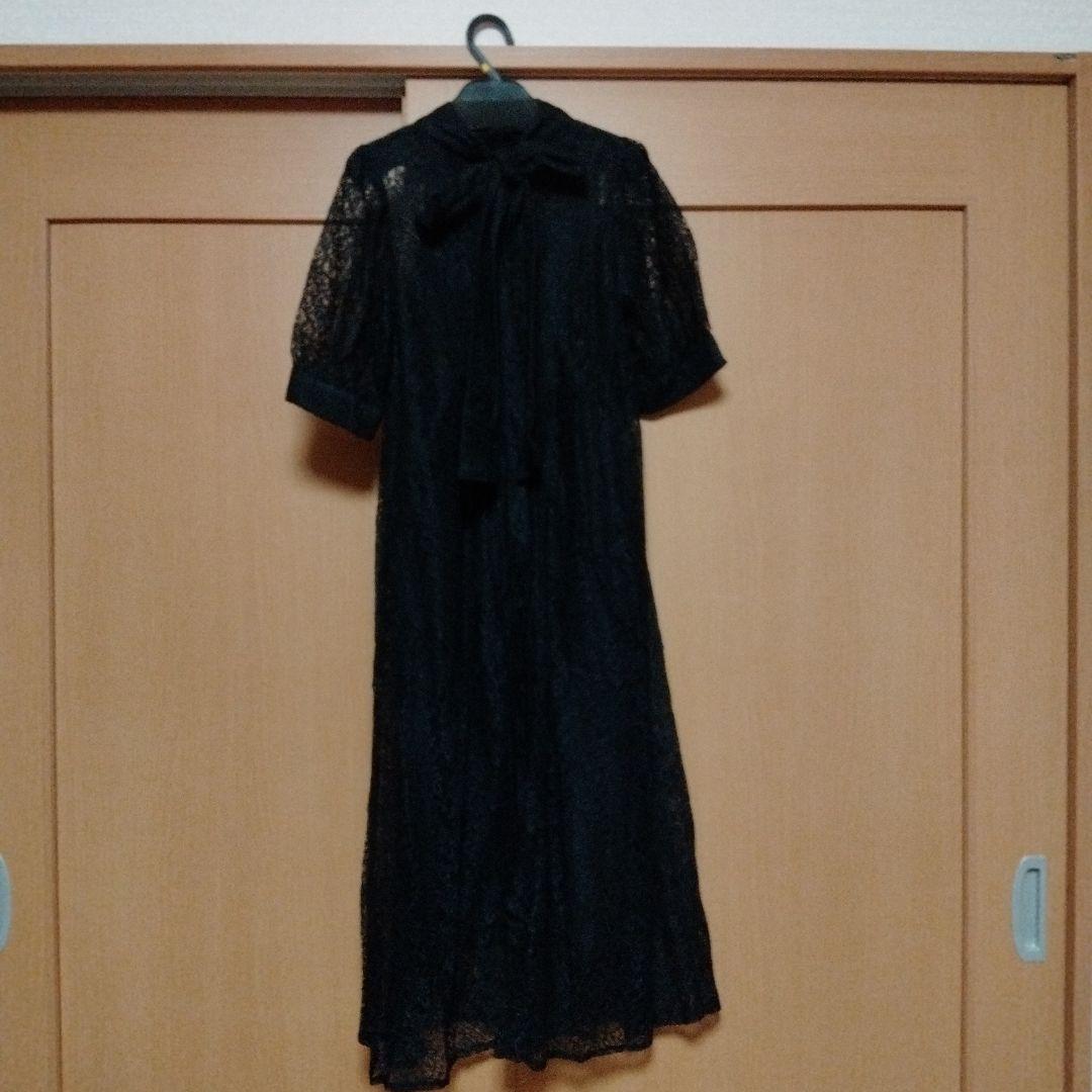 GIRL ドレス　インナー付きバックリボンレースドレス　ブラック