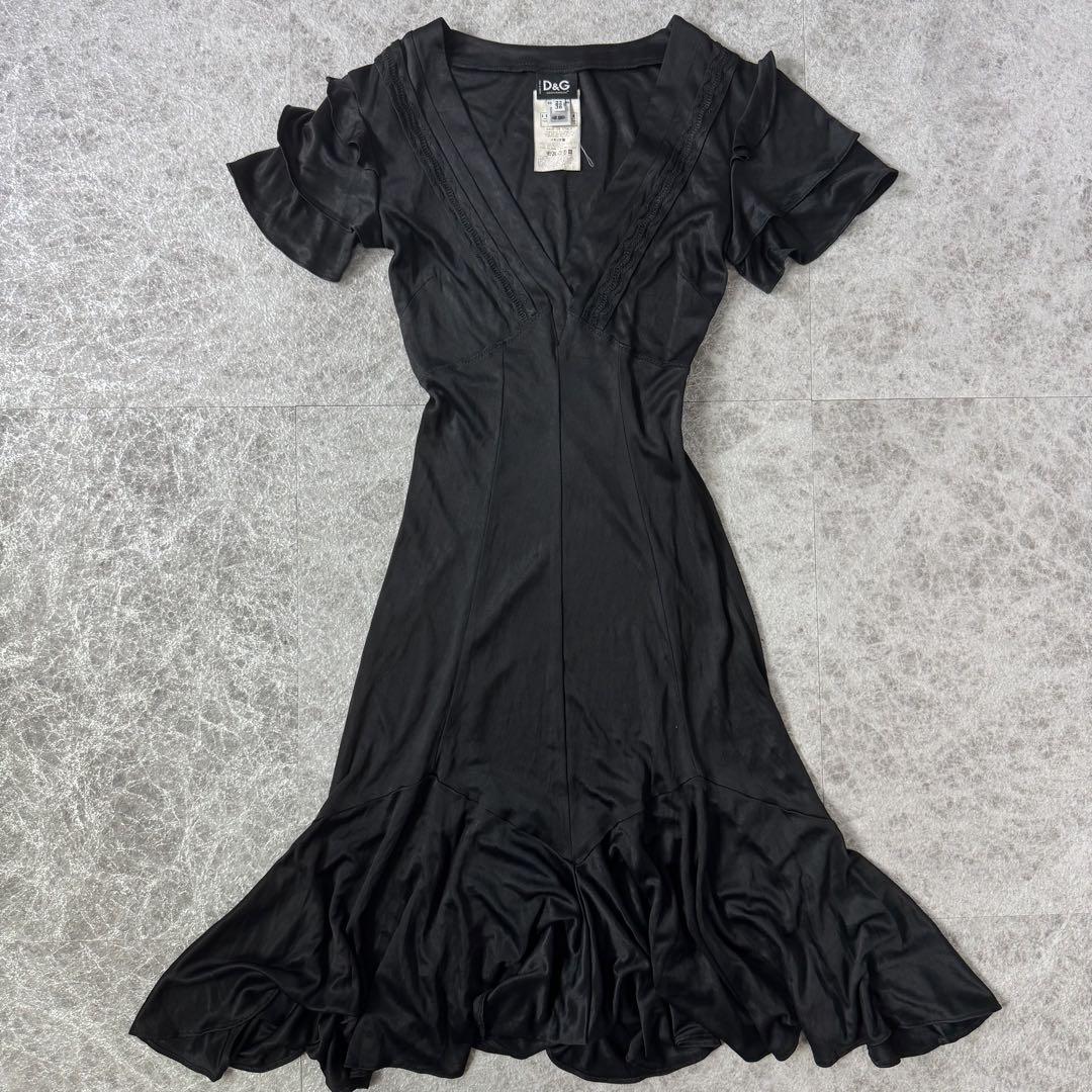 美品 DOLCE&GABBANA フレア ドレス ワンピース ブラック 36
