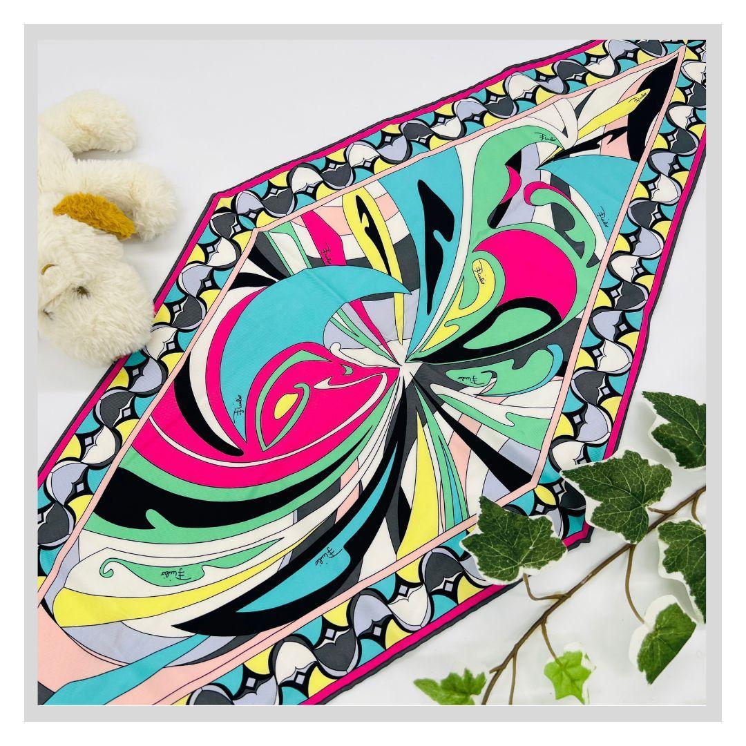 EMILIO PUCCI エミリオプッチ ひし形 スカーフ ピンク系 シルク