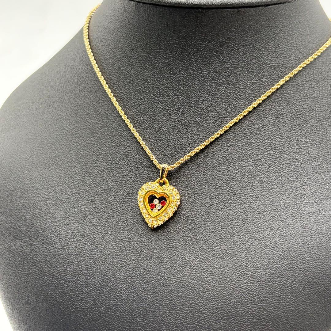 極美品 ✨ ヴィンテージ LANCEL ラインストーン ハートモチーフネックレス