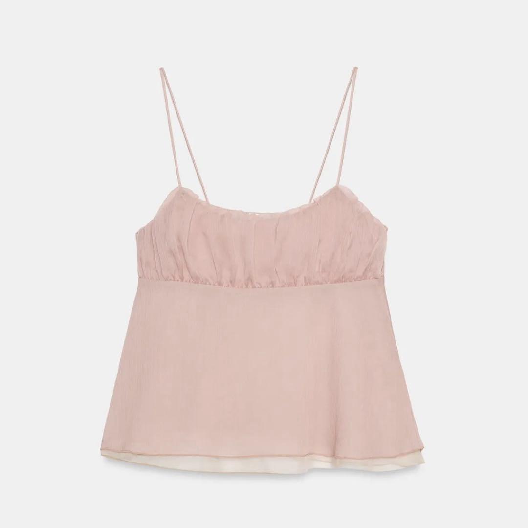 ZARA - 新作 ギャザーキャミソールトップス&フリルミニスカートセットアップ レディース-セットアップ