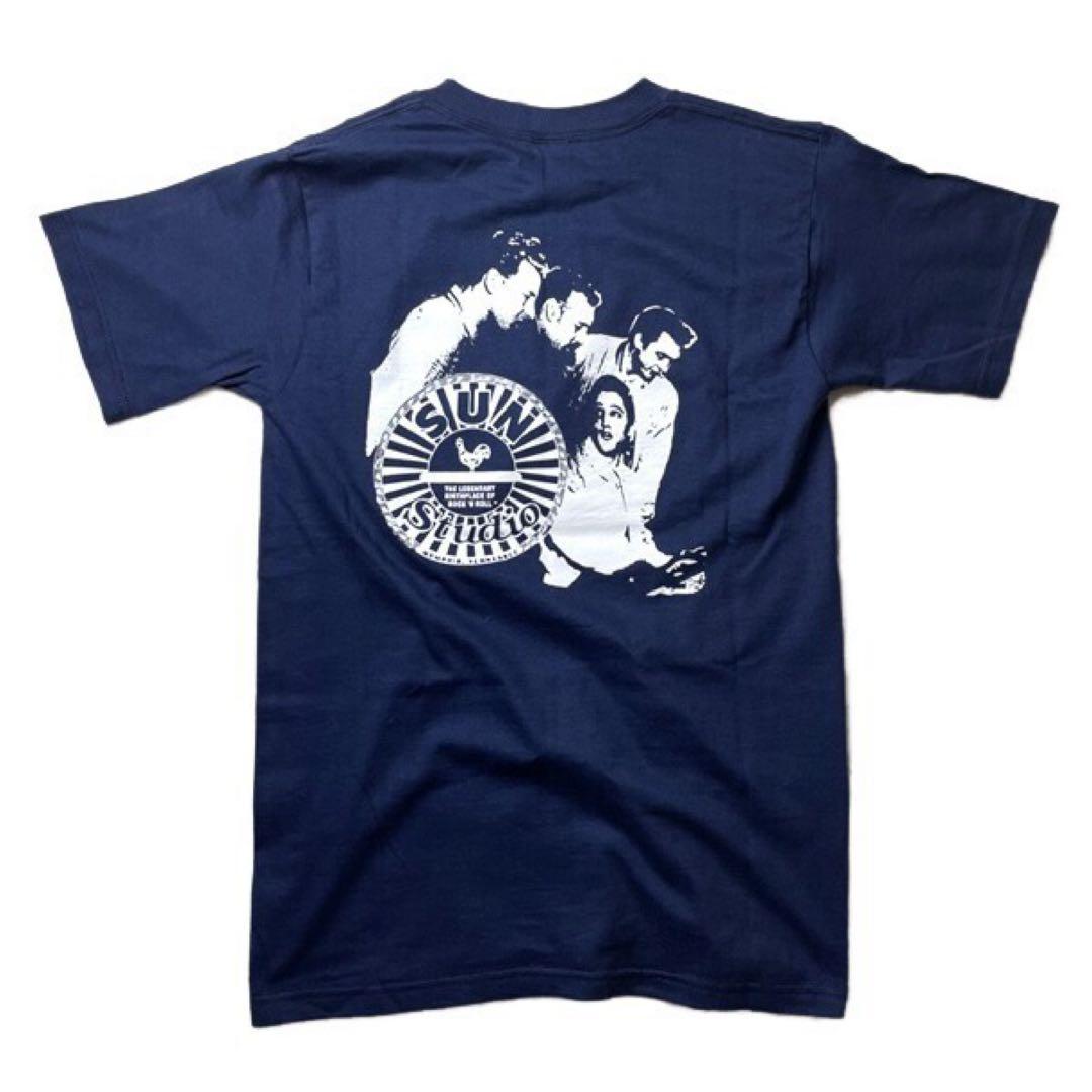 【90s】USA製 SUN Studio 企業ロゴ プリント Tシャツ ネイビー