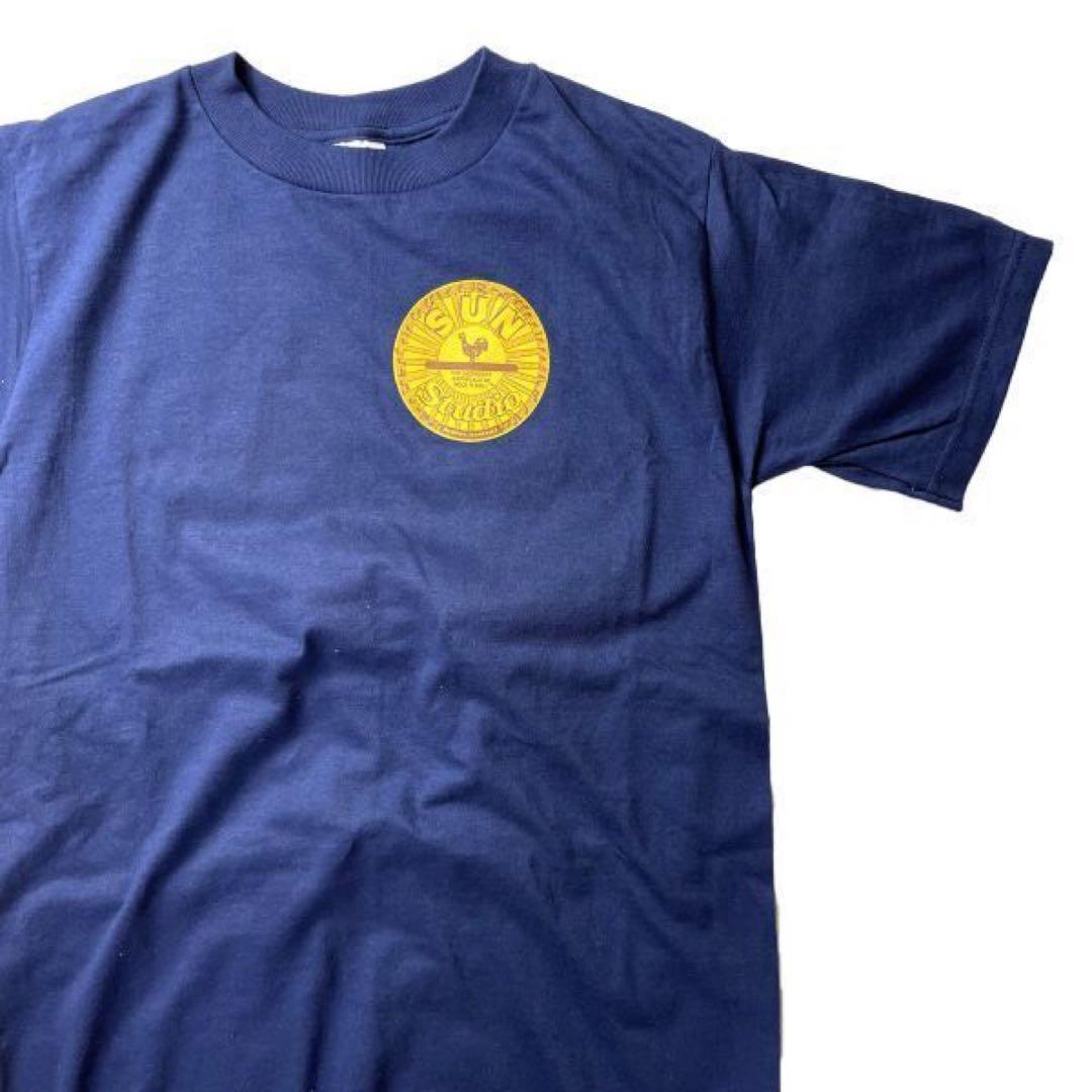 【90s】USA製 SUN Studio 企業ロゴ プリント Tシャツ ネイビー