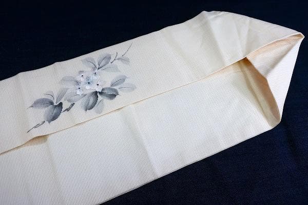 ★専用★名古屋帯 夏帯 絽 アイボリー 草花文　刺繍 長さ3ｍ66.5㎝ 正絹