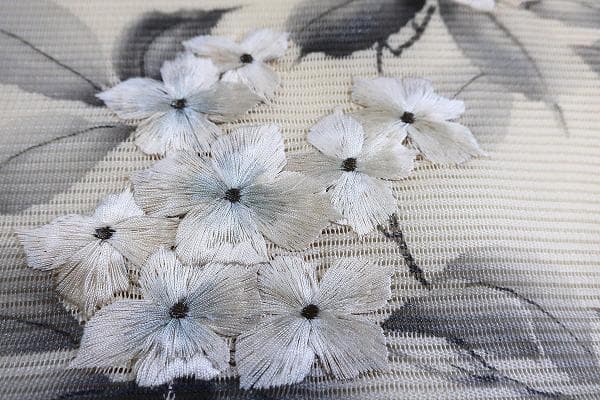 ★専用★名古屋帯 夏帯 絽 アイボリー 草花文　刺繍 長さ3ｍ66.5㎝ 正絹