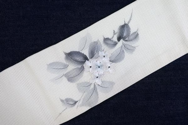 ★専用★名古屋帯 夏帯 絽 アイボリー 草花文　刺繍 長さ3ｍ66.5㎝ 正絹