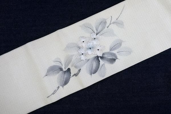 ★専用★名古屋帯 夏帯 絽 アイボリー 草花文　刺繍 長さ3ｍ66.5㎝ 正絹