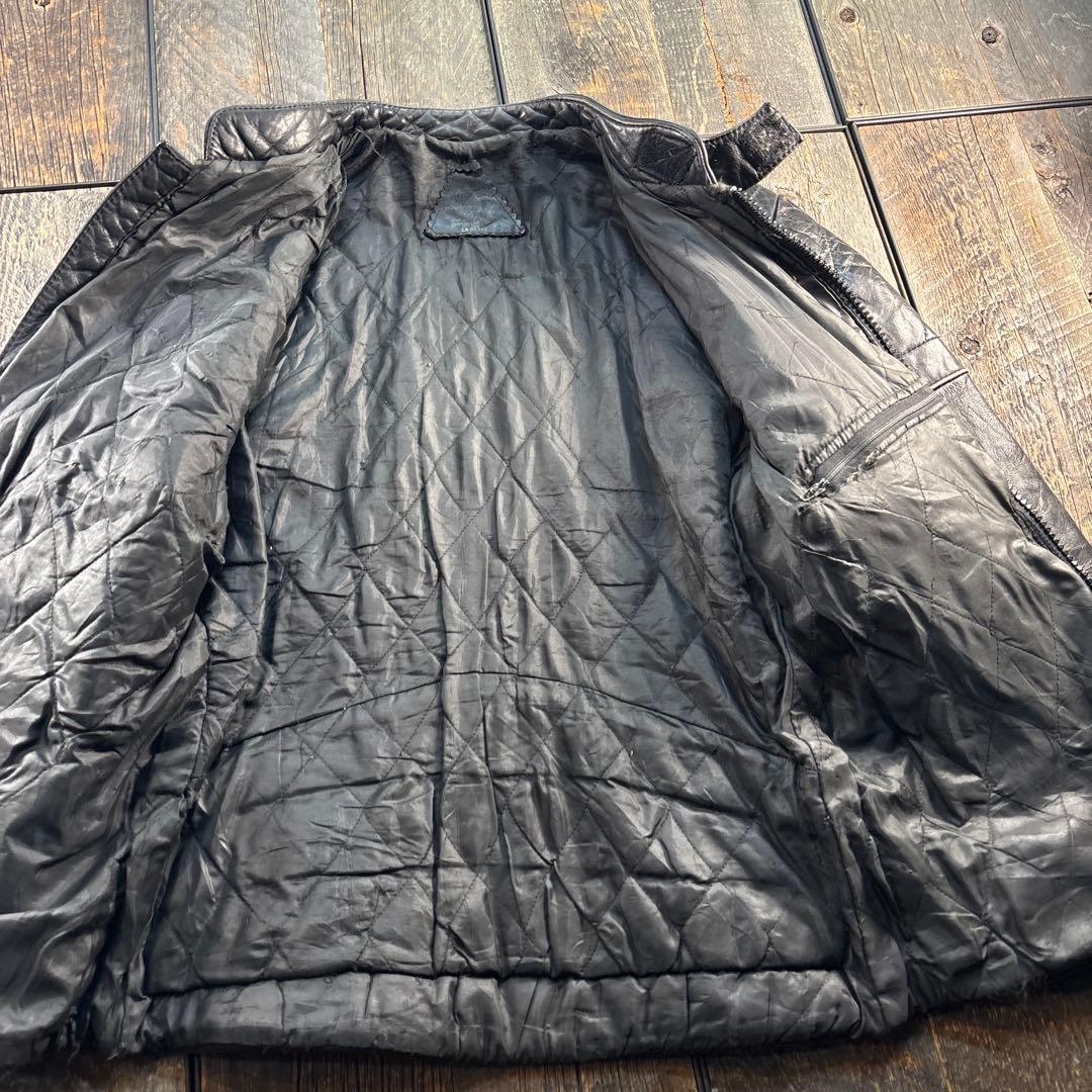 古着ヴィンテージレザーライダースジャケット黒本革L.