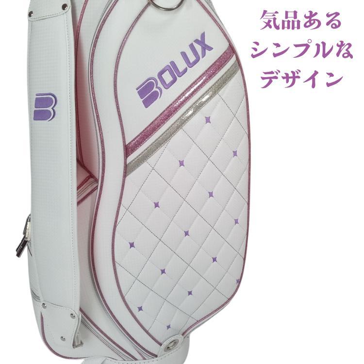 ☆気品ある☆ レディース ゴルフキャディバック ホワイト&パープル ８．５型