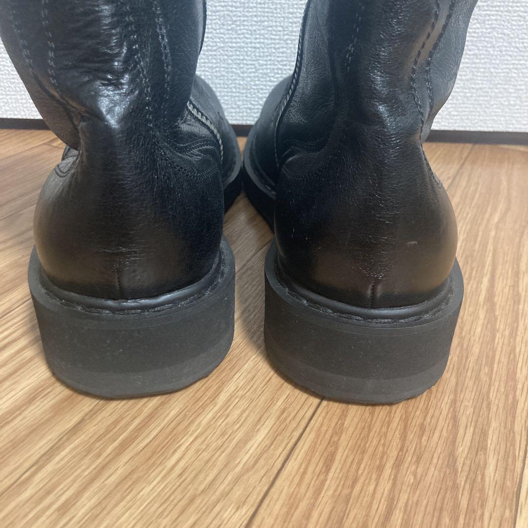 Rick Owens黒 レザー ワークブーツ ジッパー付き